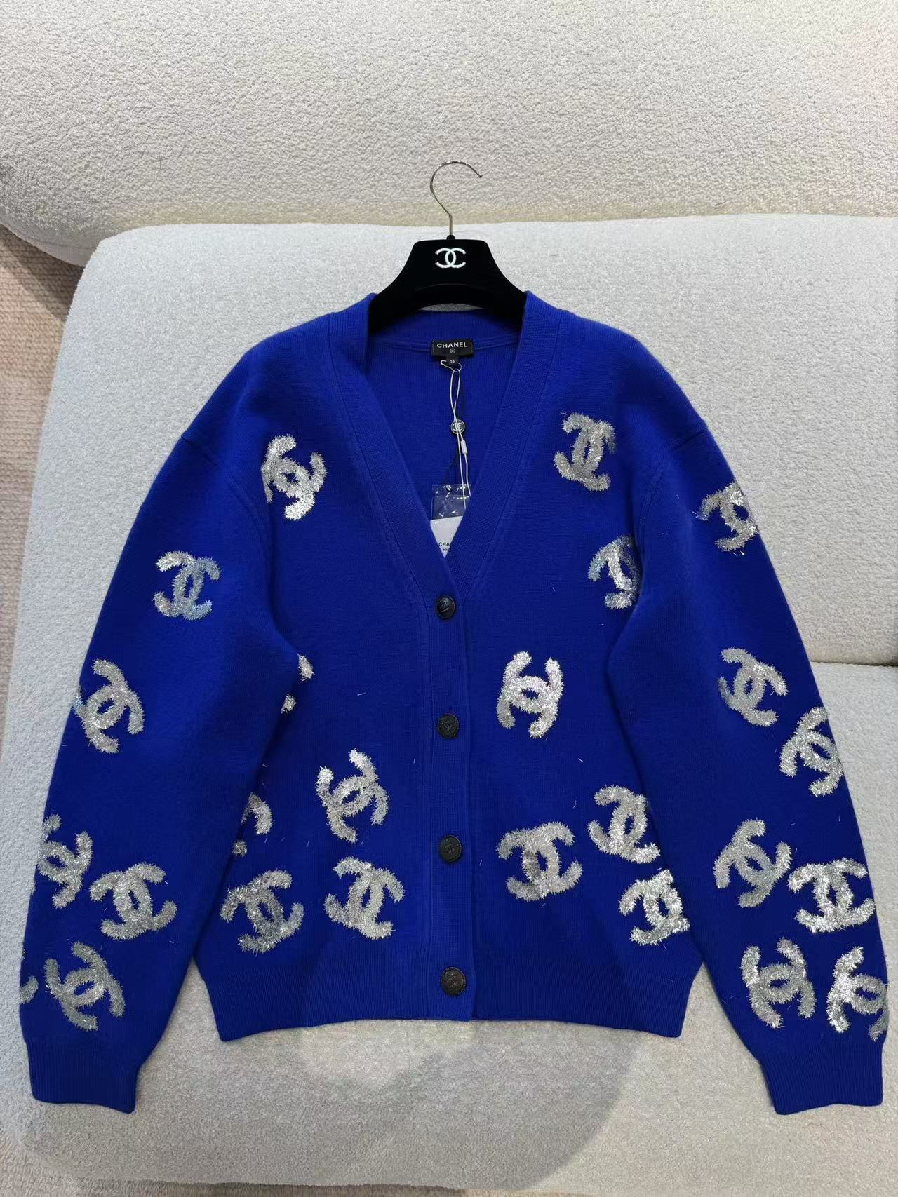 雙十一重磅福利款-Chanel  滿版亮片雙C標織開衫 精品 高仿 - 4