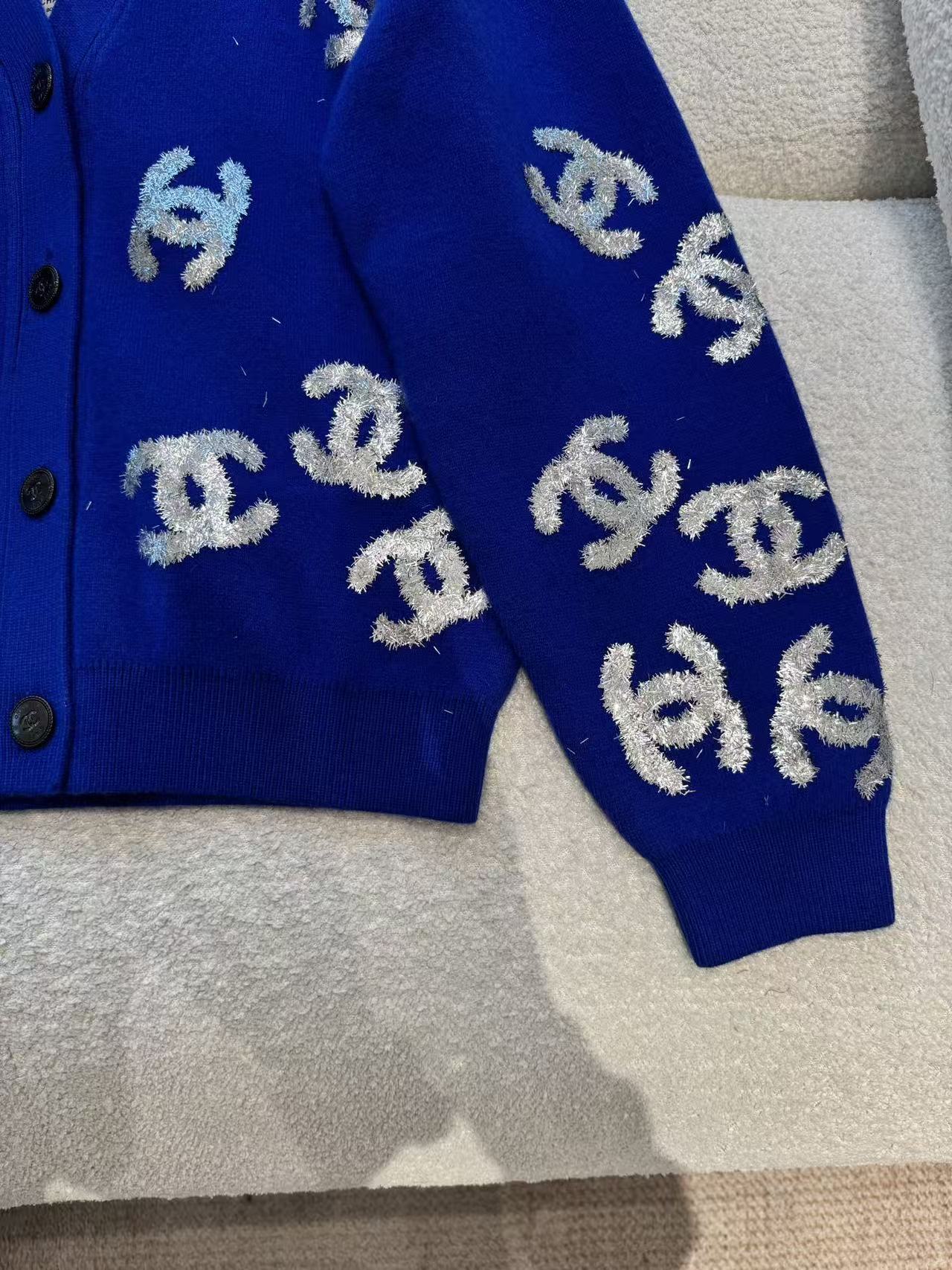 雙十一重磅福利款-Chanel  滿版亮片雙C標織開衫 精品 高仿 - 7