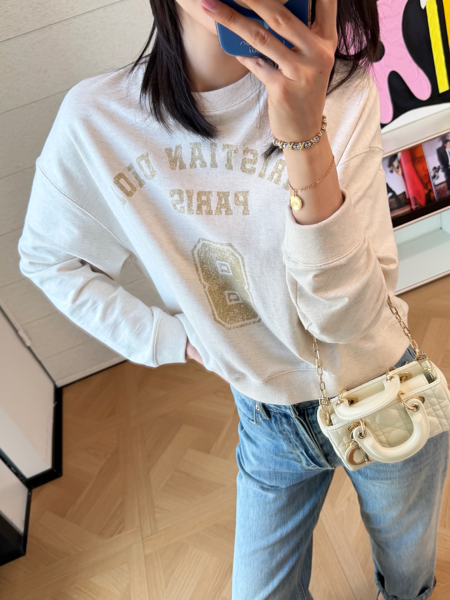 Dior 燕麥色短版衛衣 精品 精工 - 2