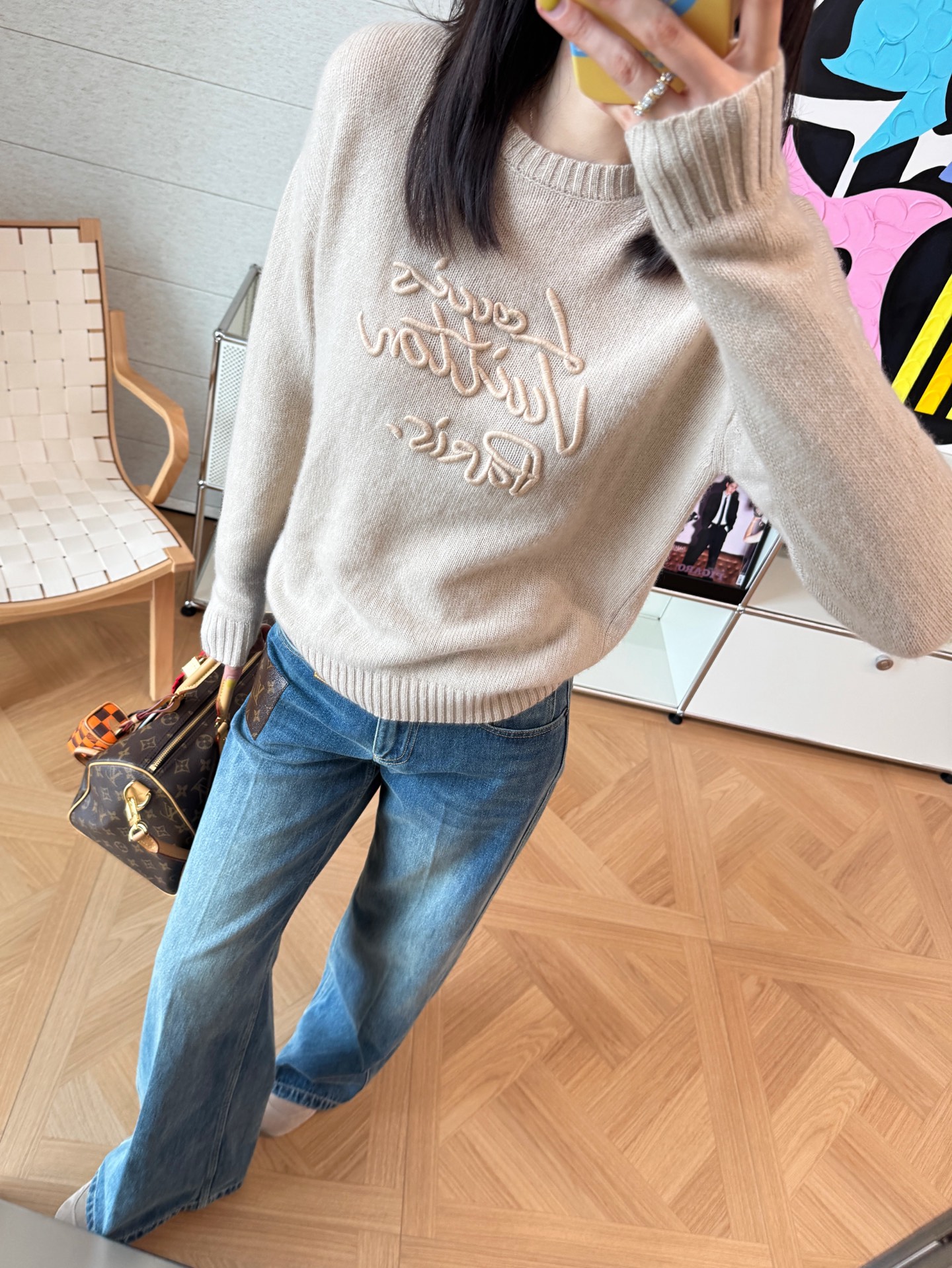 Louis Vuitton胸前刺繡Logo精品針織衫 - 2