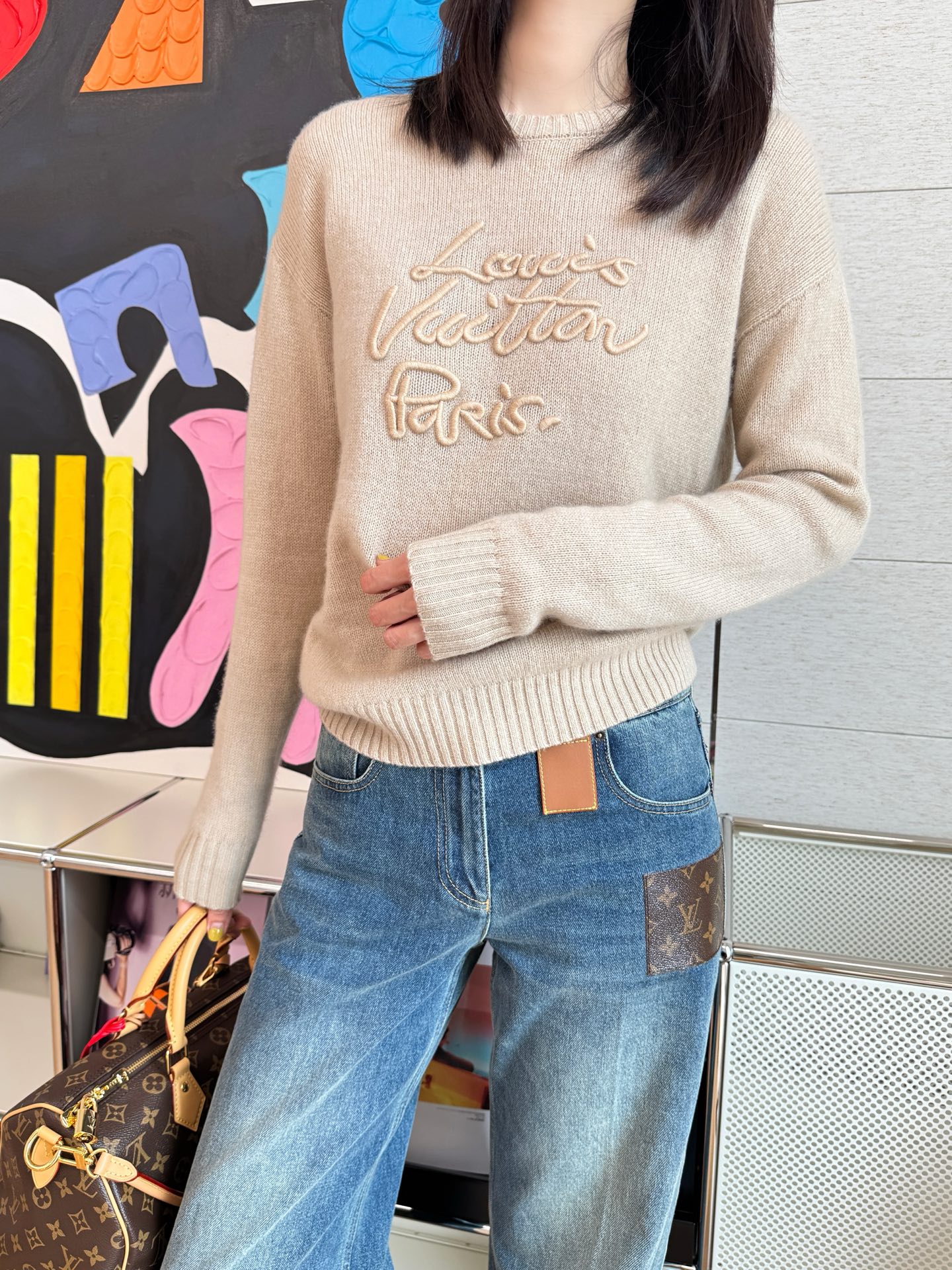 Louis Vuitton胸前刺繡Logo精品針織衫 - 6