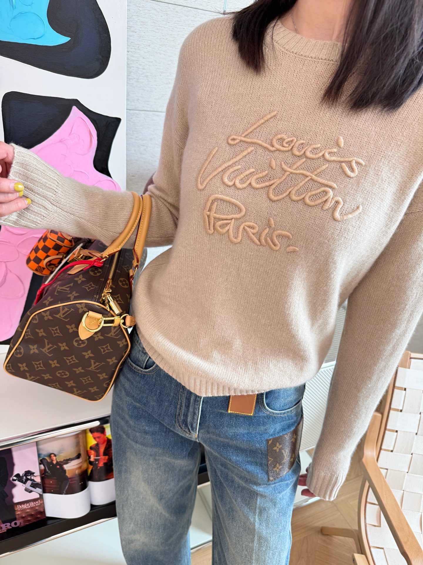 Louis Vuitton胸前刺繡Logo精品針織衫 - 7