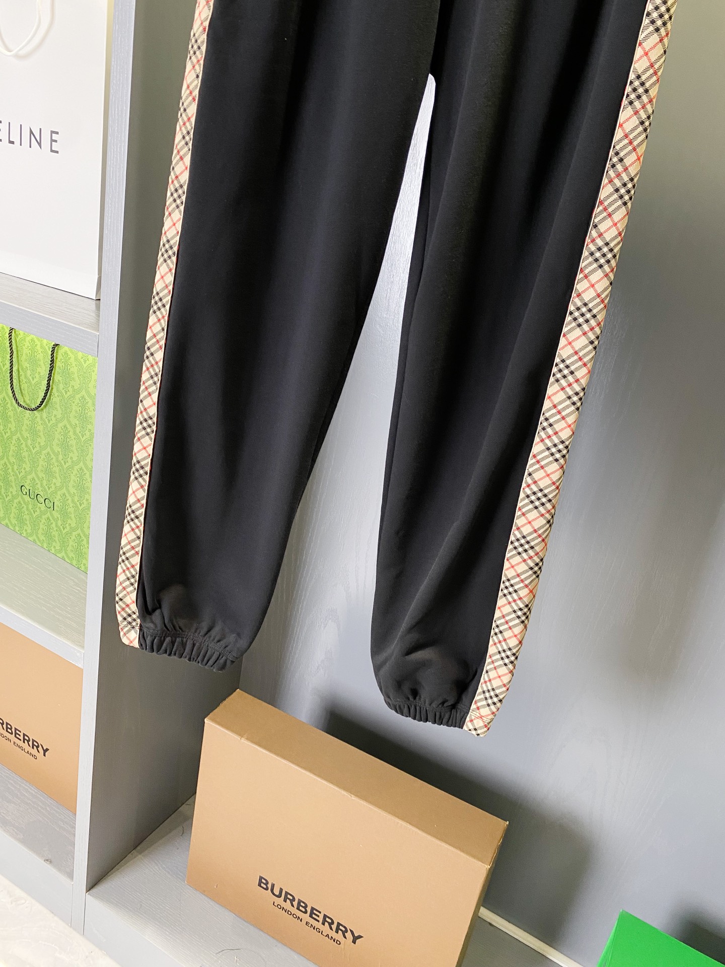 Burberry 側邊格紋裝飾棉質運動褲 精品 1:1 - 10