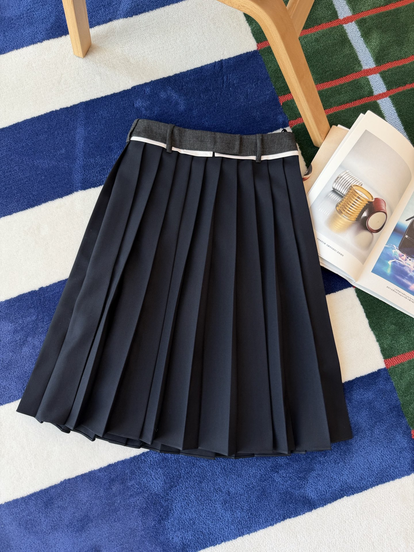 Prada   藏青色中長款百褶裙 精品 精工 - 10