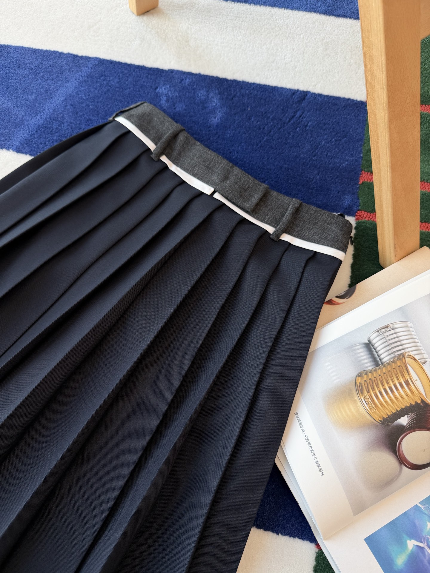 Prada   藏青色中長款百褶裙 精品 精工 - 11