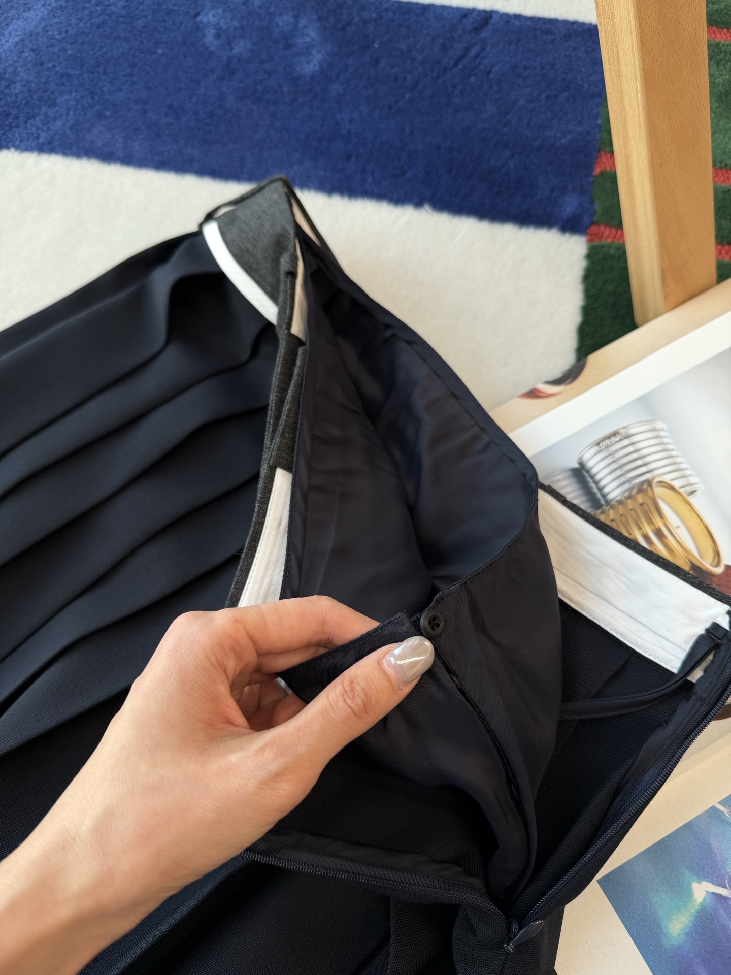 Prada   藏青色中長款百褶裙 精品 精工 - 13