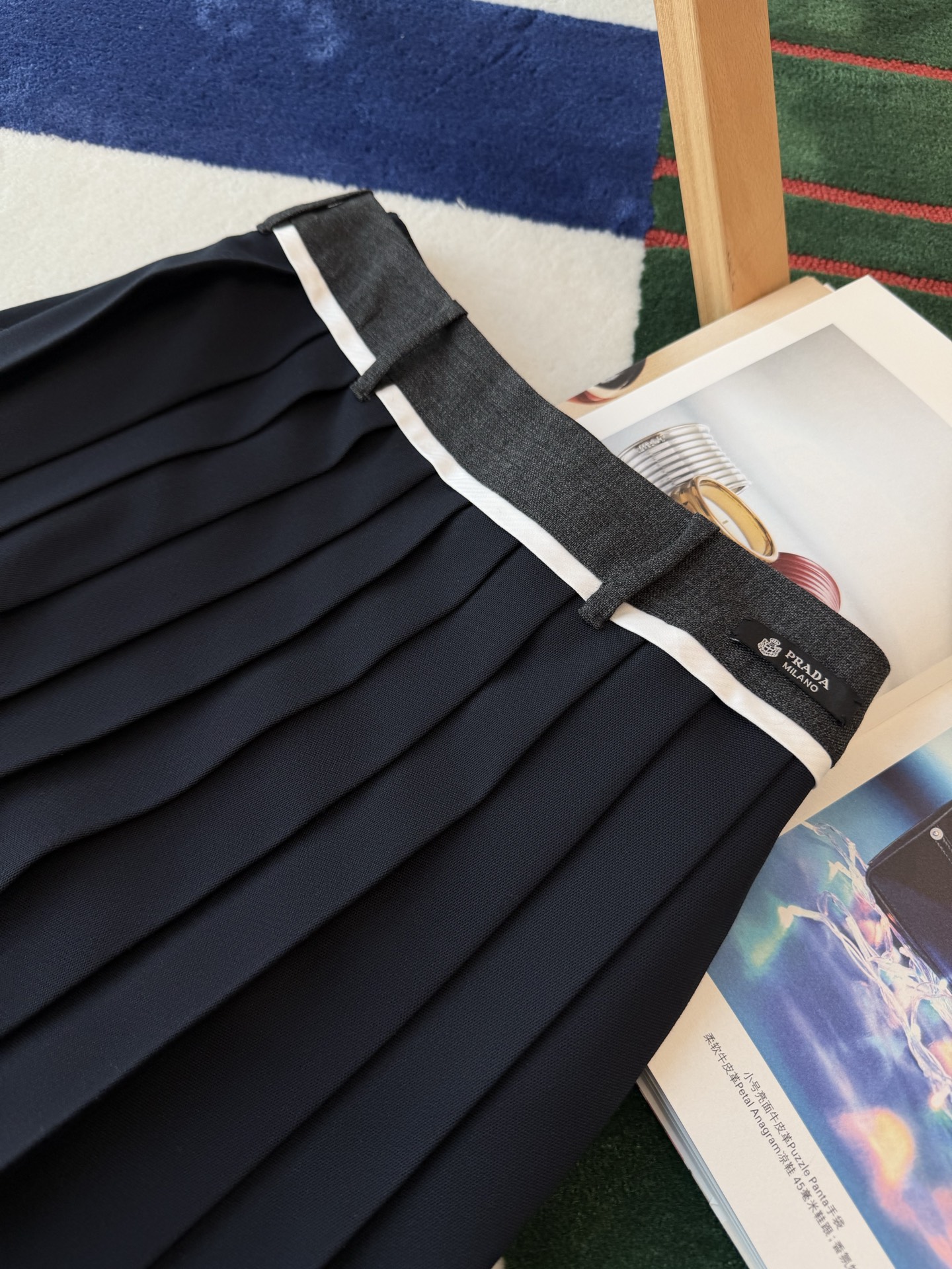 Prada   藏青色中長款百褶裙 精品 精工 - 15