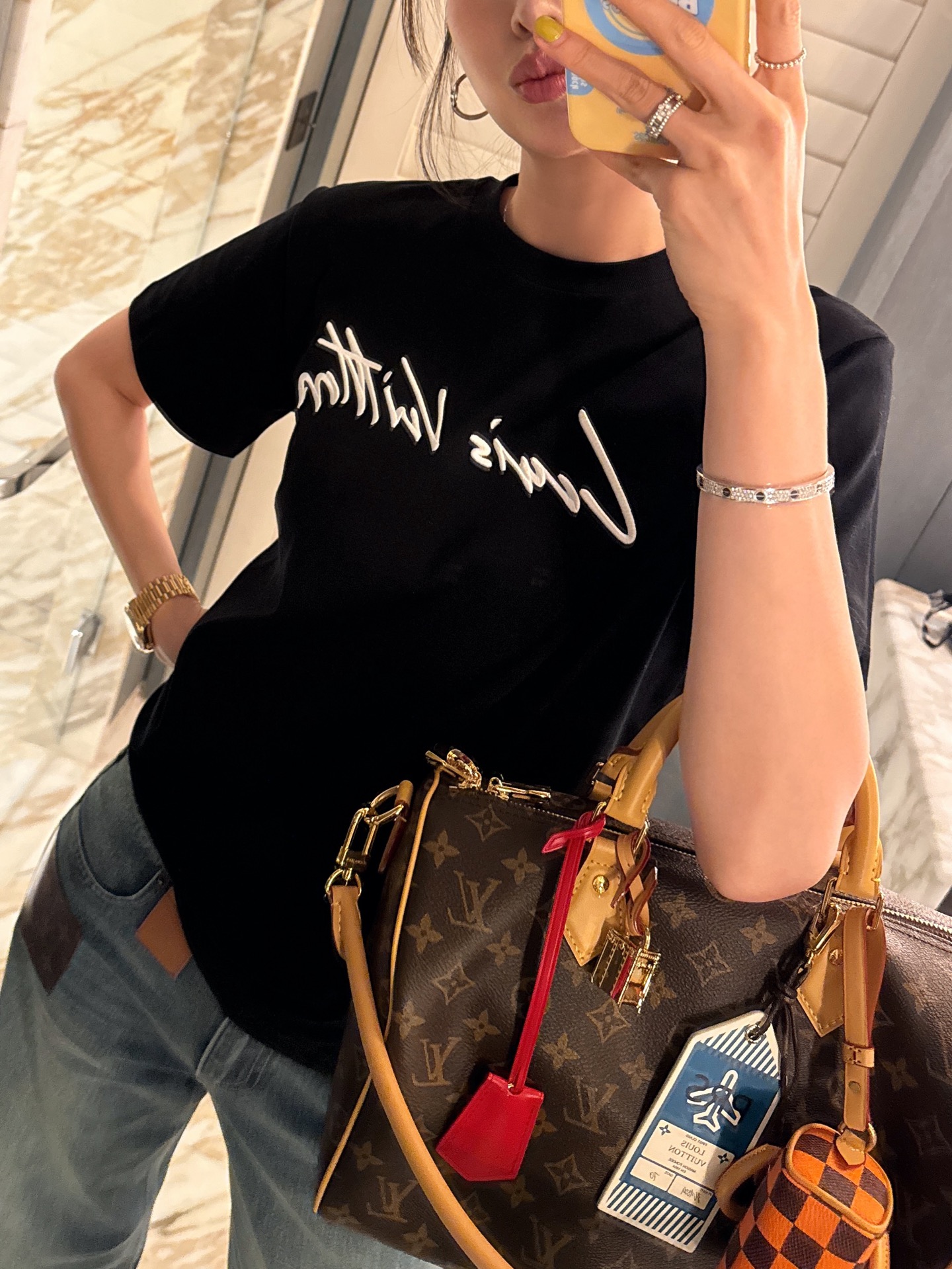 Louis Vuitton 刺繡Logo短袖 精品 高仿 - 6