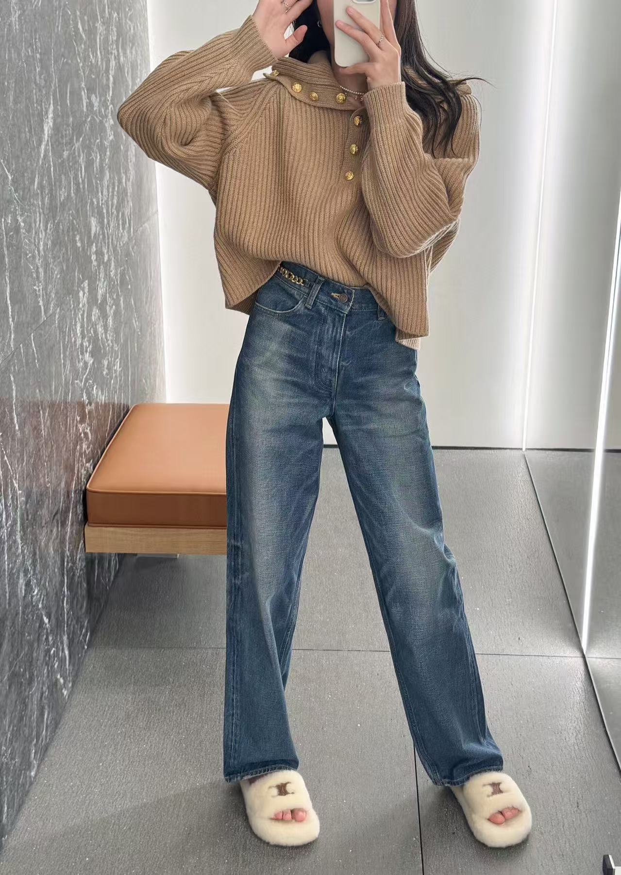 雙十一重磅特惠福利- Celine 凱旋門鏈條牛仔褲 原單 精品 - 11