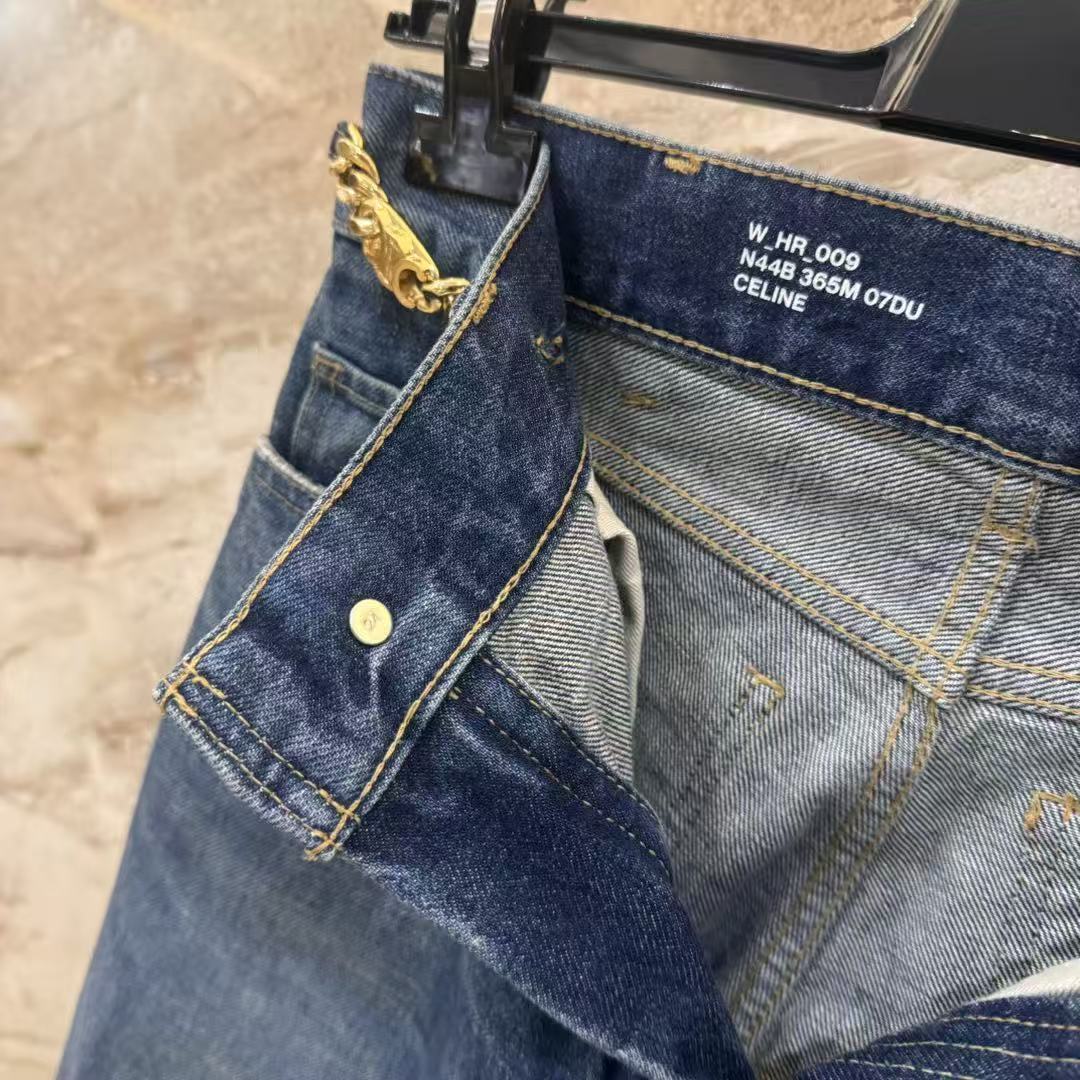 雙十一重磅特惠福利- Celine 凱旋門鏈條牛仔褲 原單 精品 - 17